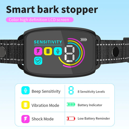 Smart Rechargeable Anti-Bark Dog Collar Waterproof with HD Display 🐶